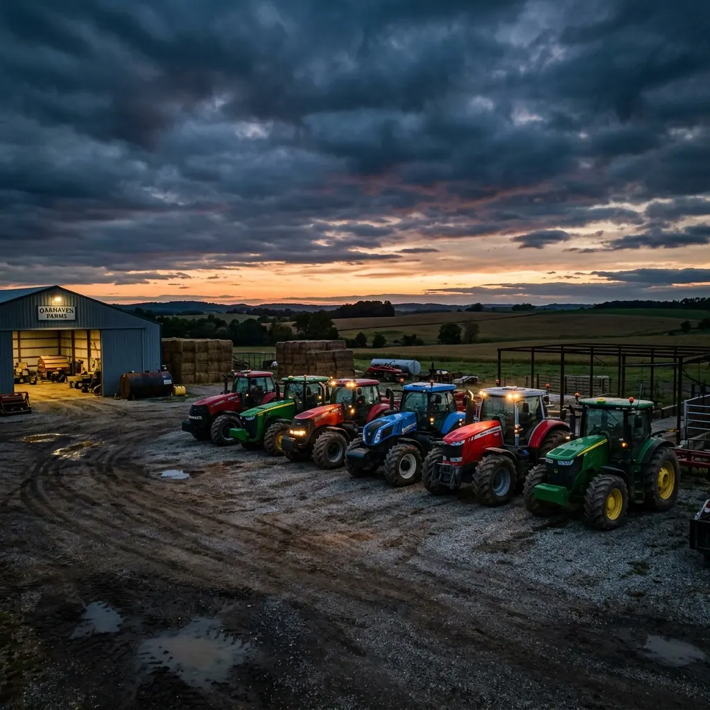 Tractor at sunset
